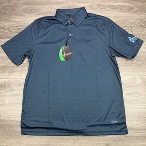 Greg Norman ML75 Polo Large Blue Shark Fin All Over Print AOP Performance Preppy